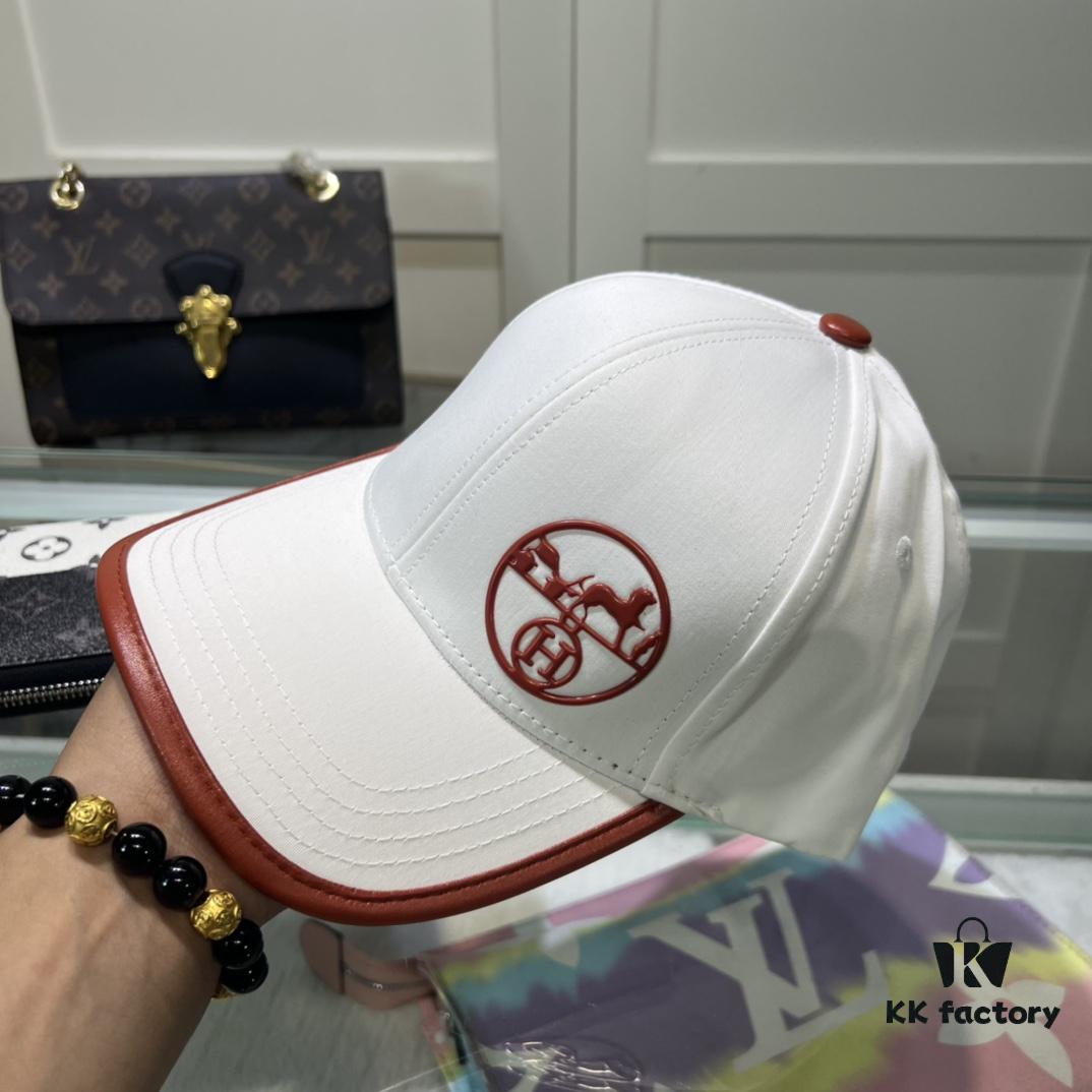 Hermes Limited Edition Embroidered Baseball Cap with Dust Bag, Official Website Original Lining, High Version, Breathable and Comfortable, Ultra-high Sun Protection, Elegant and Stylish
