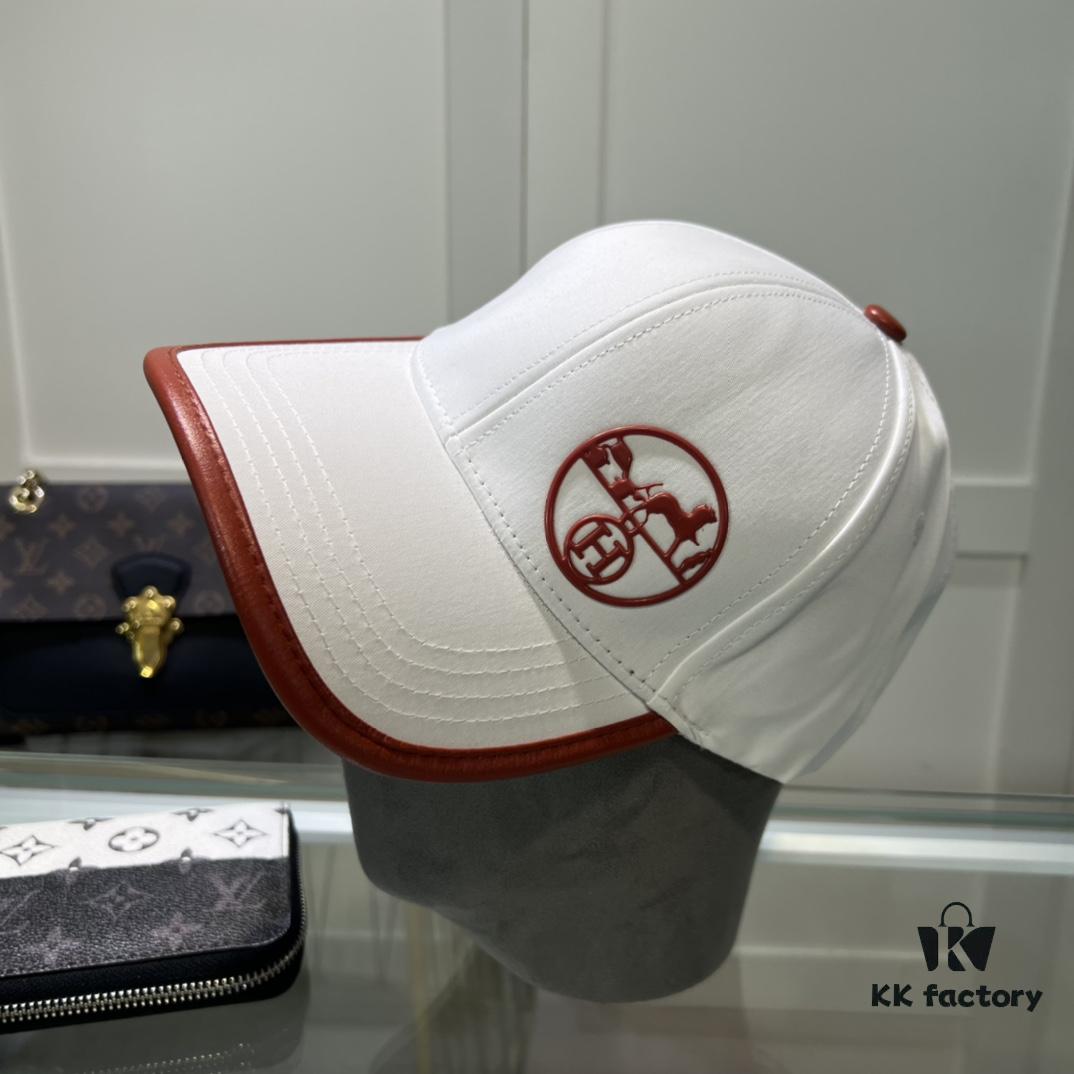 Hermes Limited Edition Embroidered Baseball Cap with Dust Bag, Official Website Original Lining, High Version, Breathable and Comfortable, Ultra-high Sun Protection, Elegant and Stylish