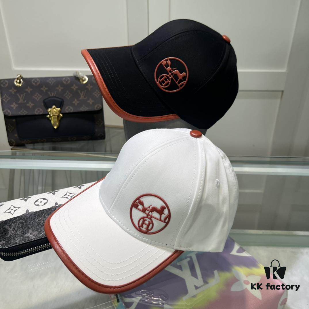 Hermes Limited Edition Embroidered Baseball Cap with Dust Bag, Official Website Original Lining, High Version, Breathable and Comfortable, Ultra-high Sun Protection, Elegant and Stylish