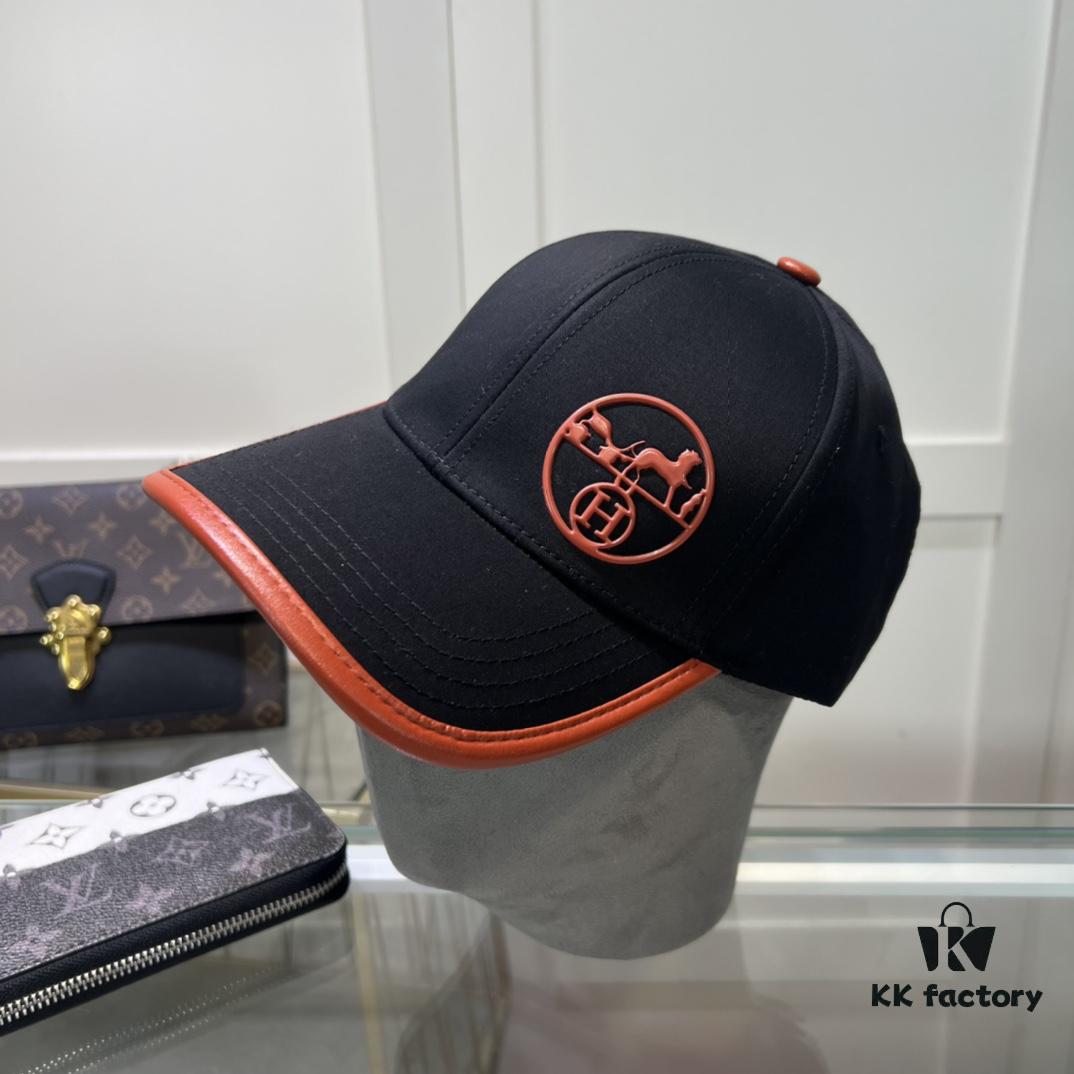 Hermes Limited Embroidered Baseball Cap with Dust Bag, Official Website Original Lining, High-Version Breathable and Comfortable, Ultra Sun Protection, Elegant Ladylike Style