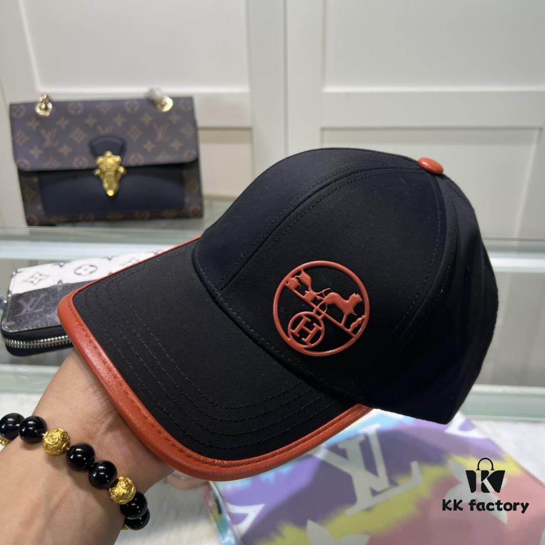 Hermes Limited Embroidered Baseball Cap with Dust Bag, Official Website Original Lining, High-Version Breathable and Comfortable, Ultra Sun Protection, Elegant Ladylike Style