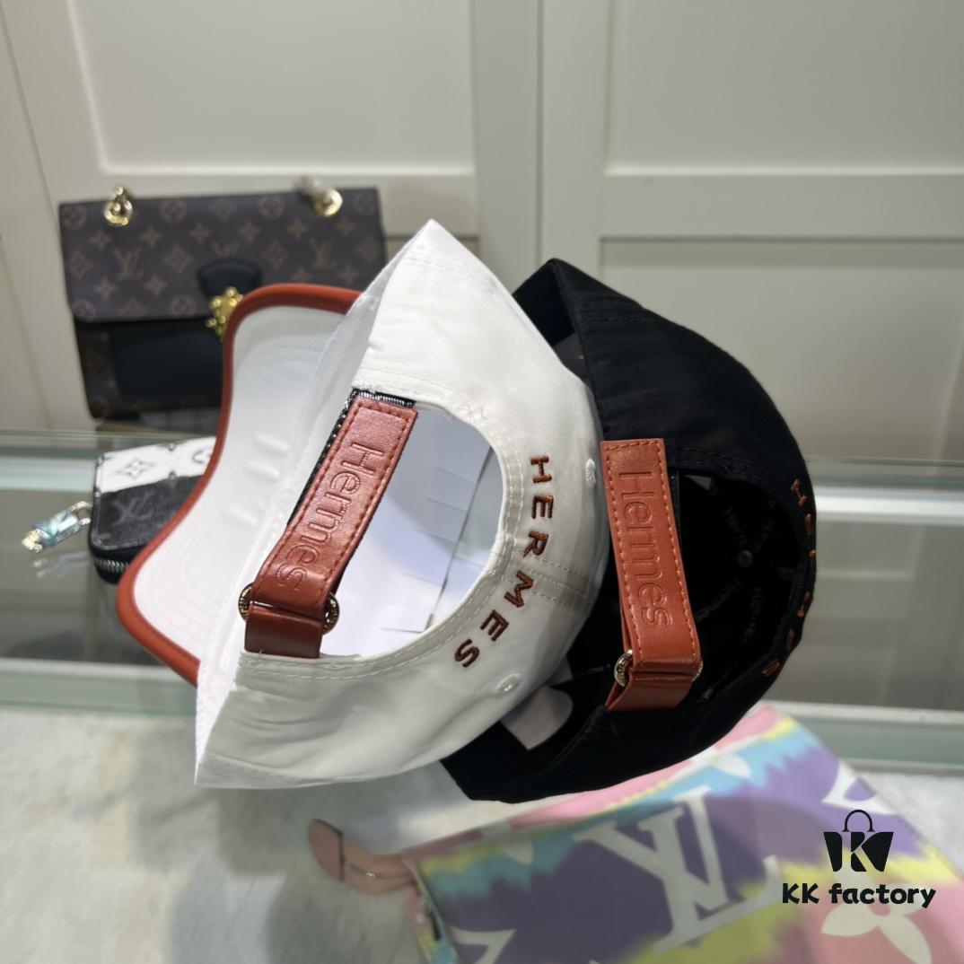 Hermes Limited Embroidered Baseball Cap with Dust Bag, Official Website Original Lining, High-Version Breathable and Comfortable, Ultra Sun Protection, Elegant Ladylike Style
