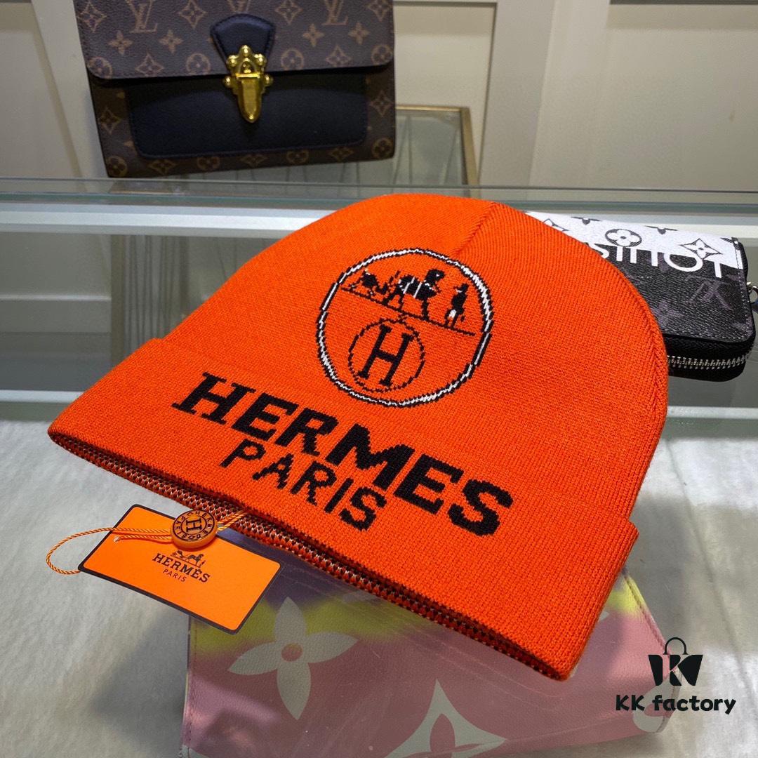 Hermes Wool Knit Hat, Latest Official Website Style with Dust Bag, Soft and Skin-Friendly, Unisex Design