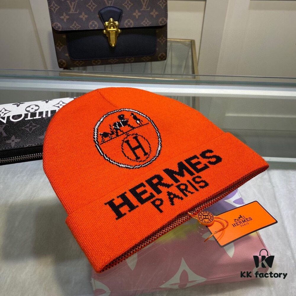 Hermes Wool Knit Hat, Latest Official Website Style with Dust Bag, Soft and Skin-Friendly, Unisex Design