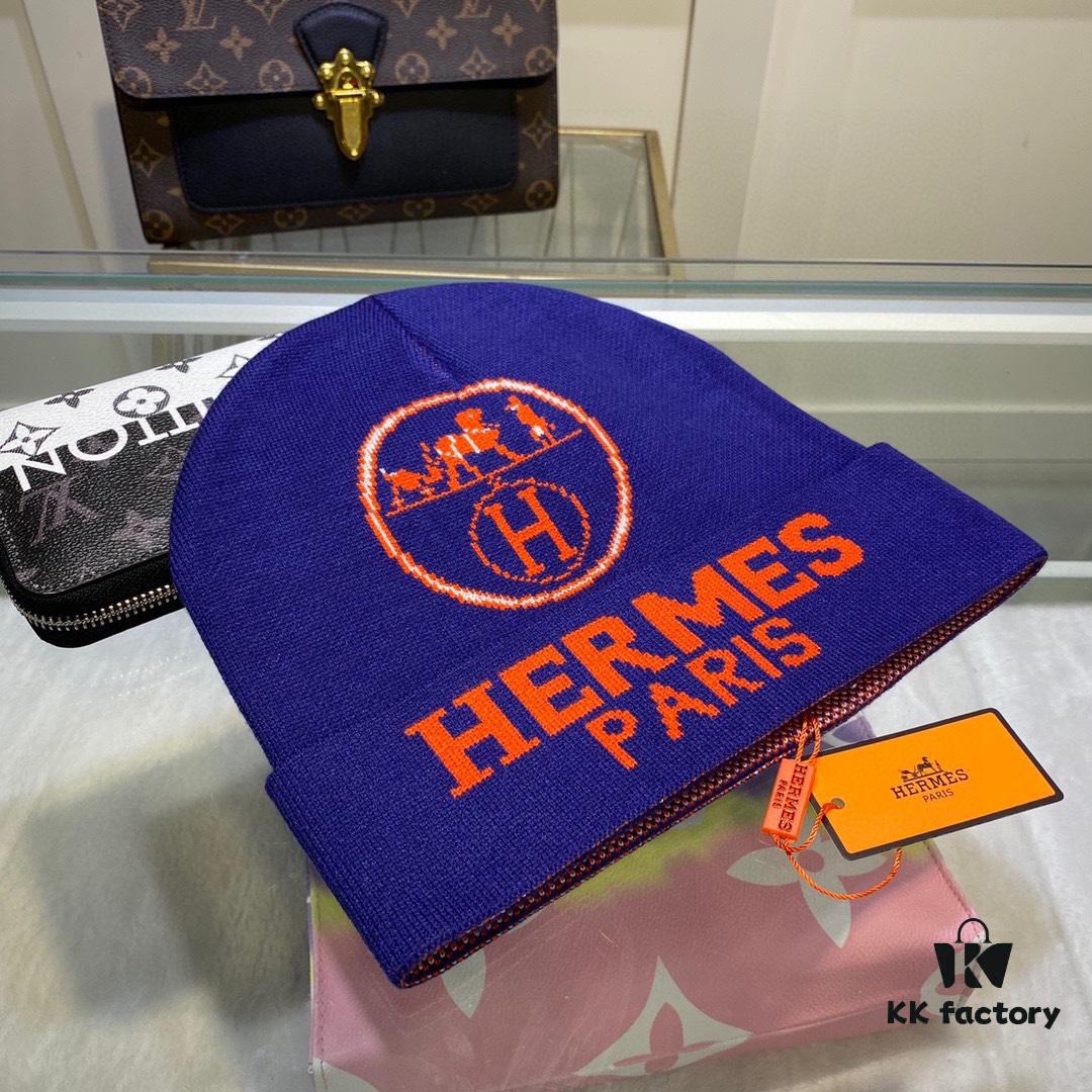 Hermes Wool Knit Hat, Latest Official Website Style with Dust Bag, Soft and Skin-Friendly, Unisex Design