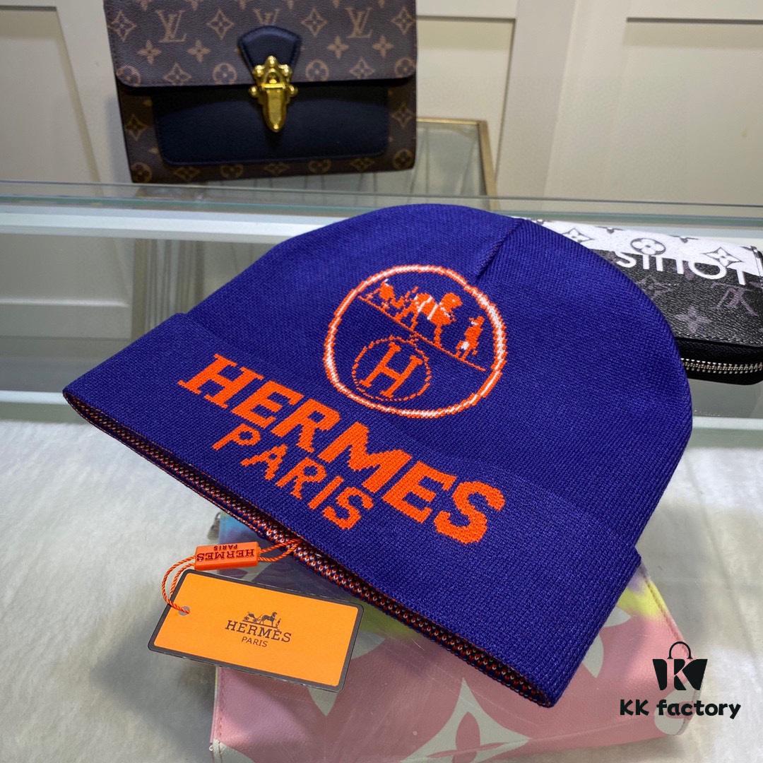 Hermes Wool Knit Hat, Latest Official Website Style with Dust Bag, Soft and Skin-Friendly, Unisex Design