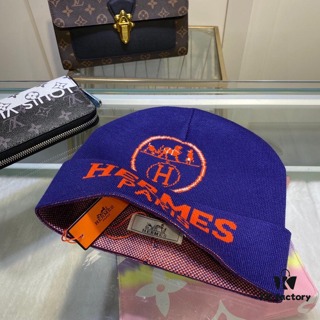 Hermes Wool Knit Hat, Latest Official Website Style with Dust Bag, Soft and Skin-Friendly, Unisex Design