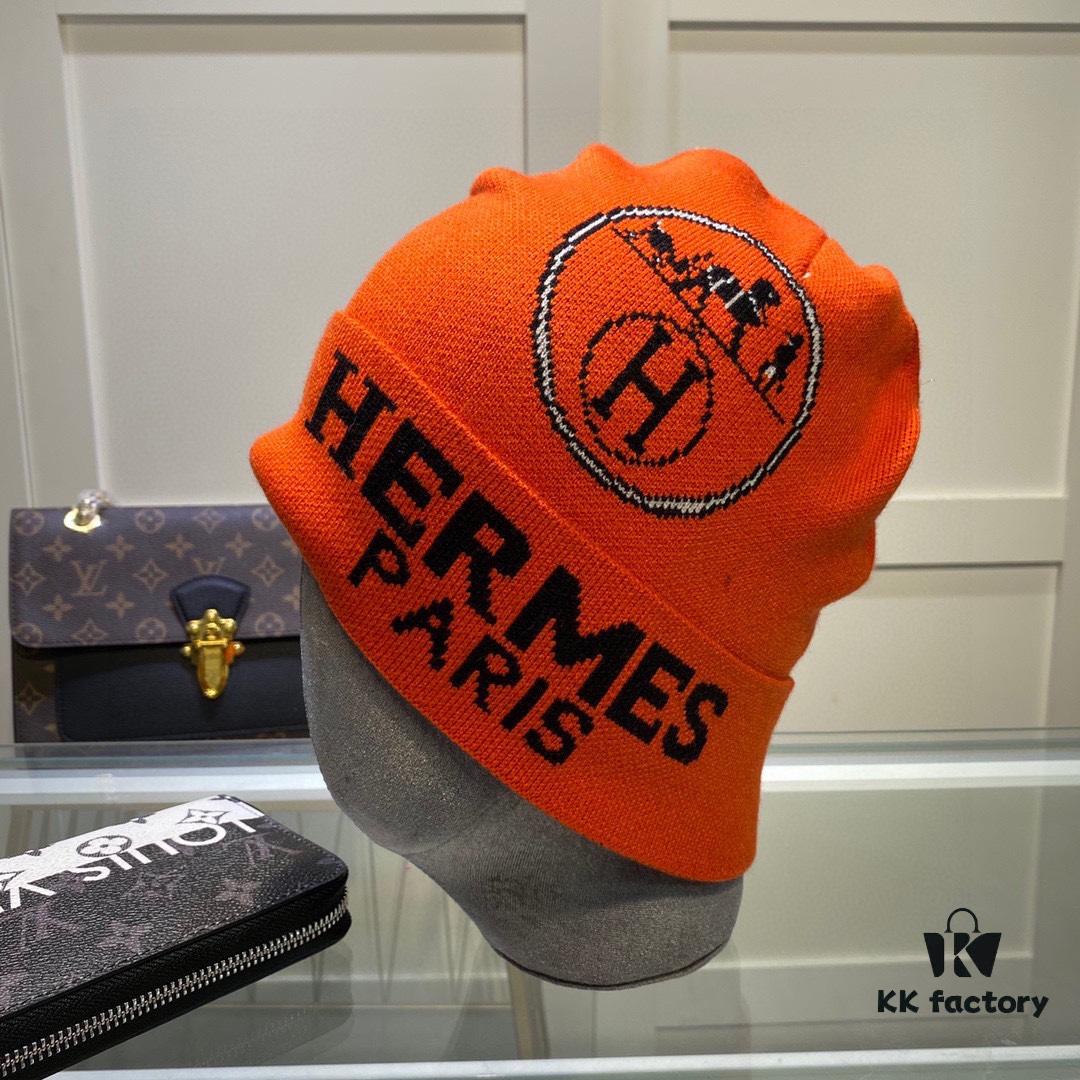 Hermes Wool Knit Hat, Latest Official Website Style with Dust Bag, Soft and Skin-Friendly, Unisex Design
