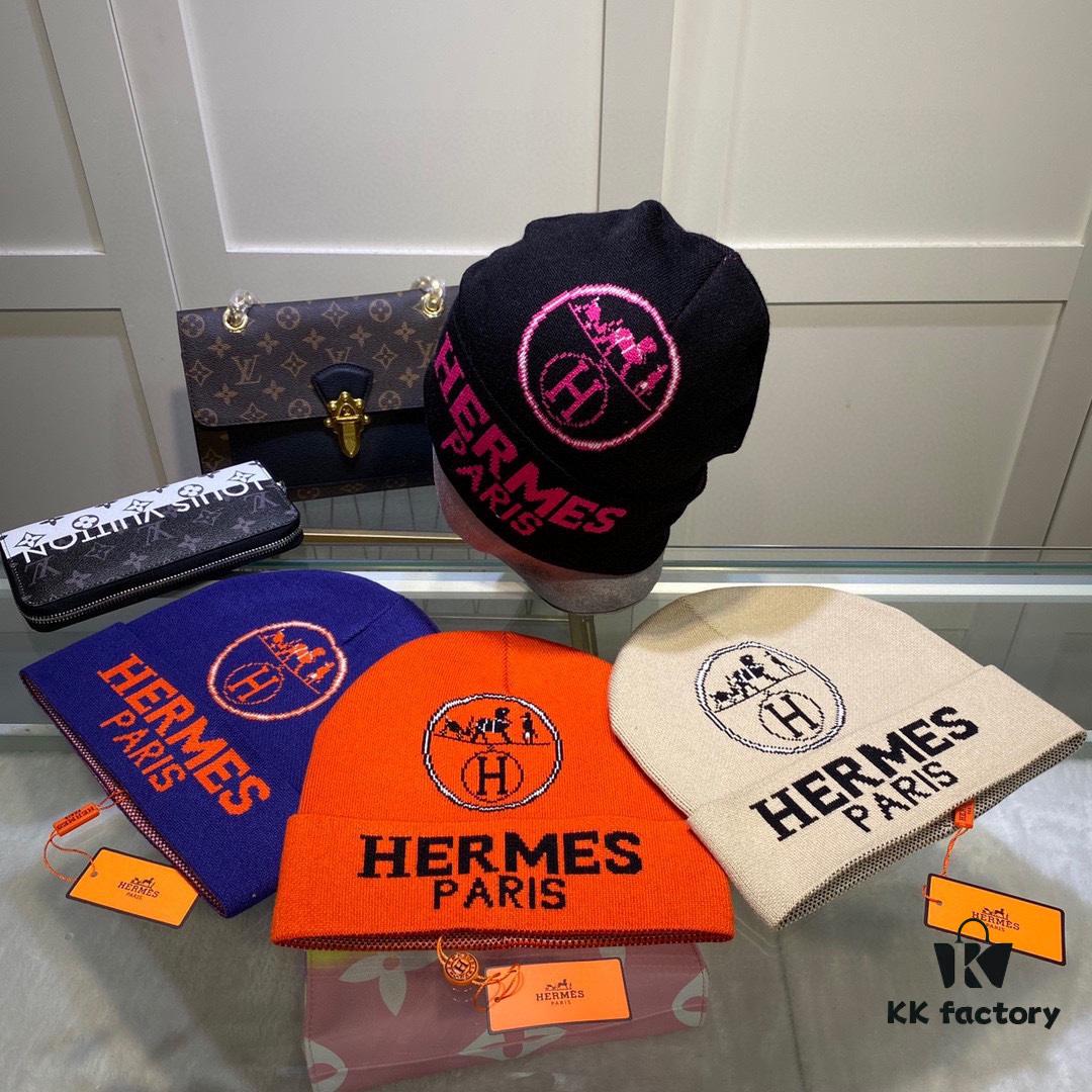 Hermes Wool Knit Hat, Latest Official Website Style with Dust Bag, Soft and Skin-Friendly, Unisex Design