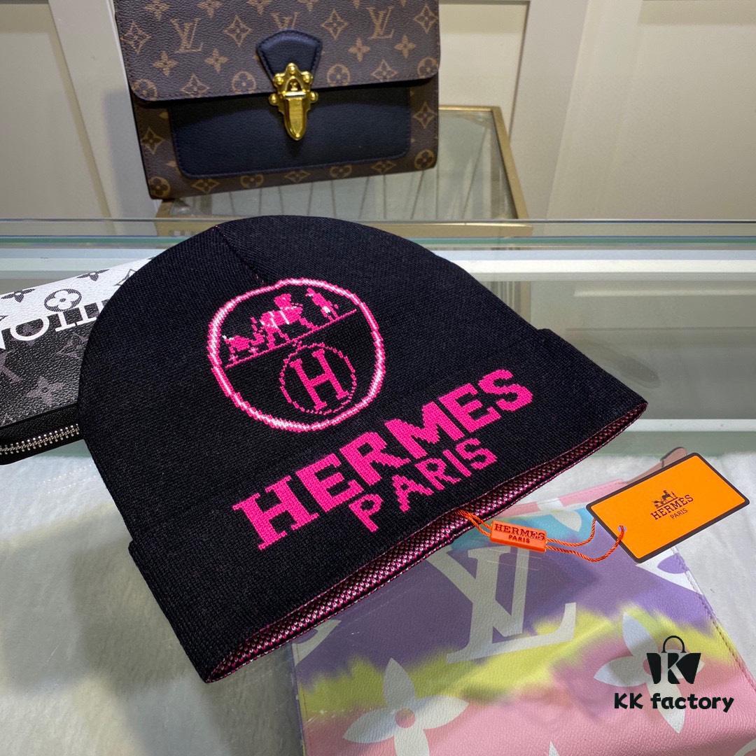 Hermes Wool Knit Hat, Latest Official Website Style with Dust Bag, Soft and Skin-Friendly, Unisex Design