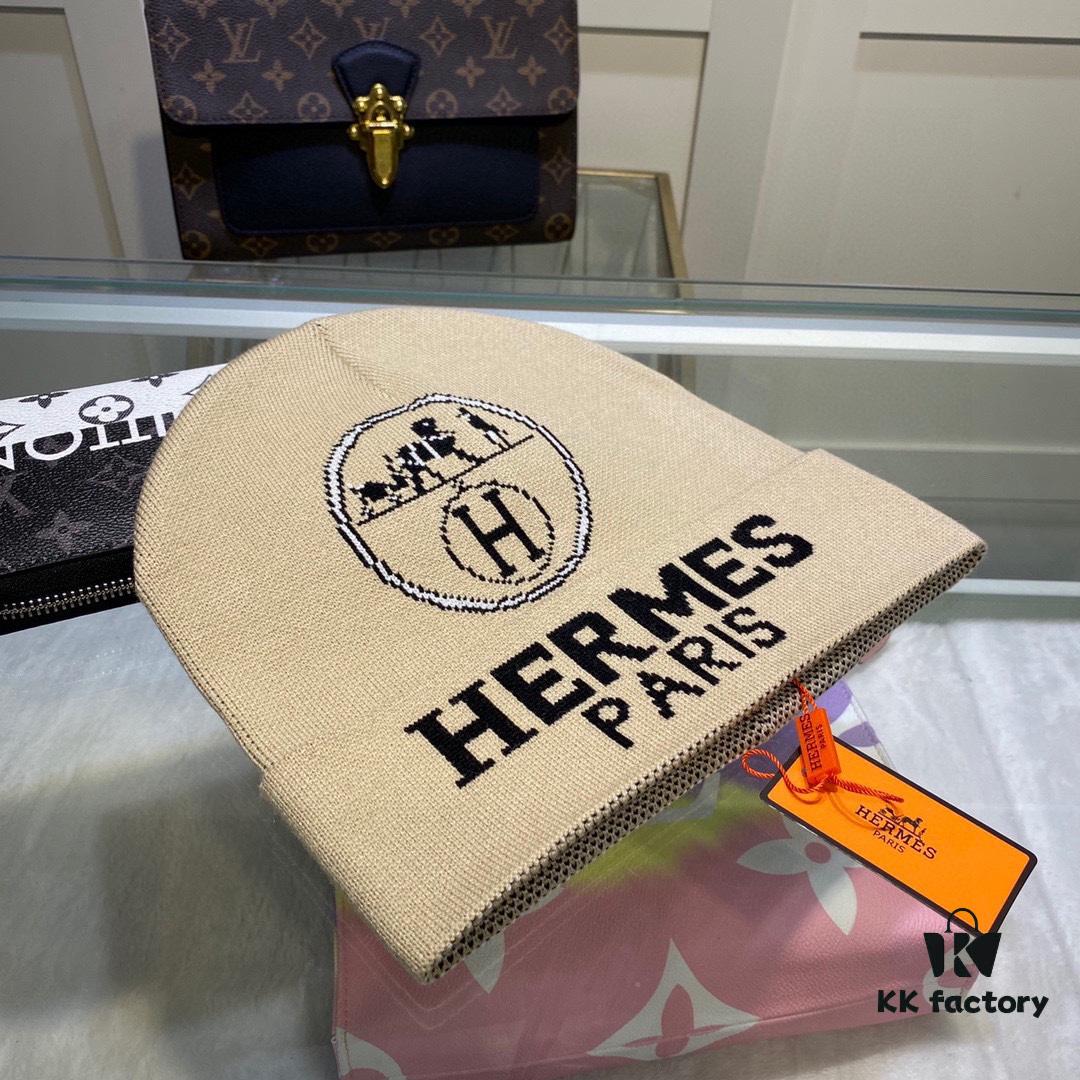 Hermes Wool Knit Hat, Latest Official Website Style with Dust Bag, Soft and Skin-Friendly, Unisex Design