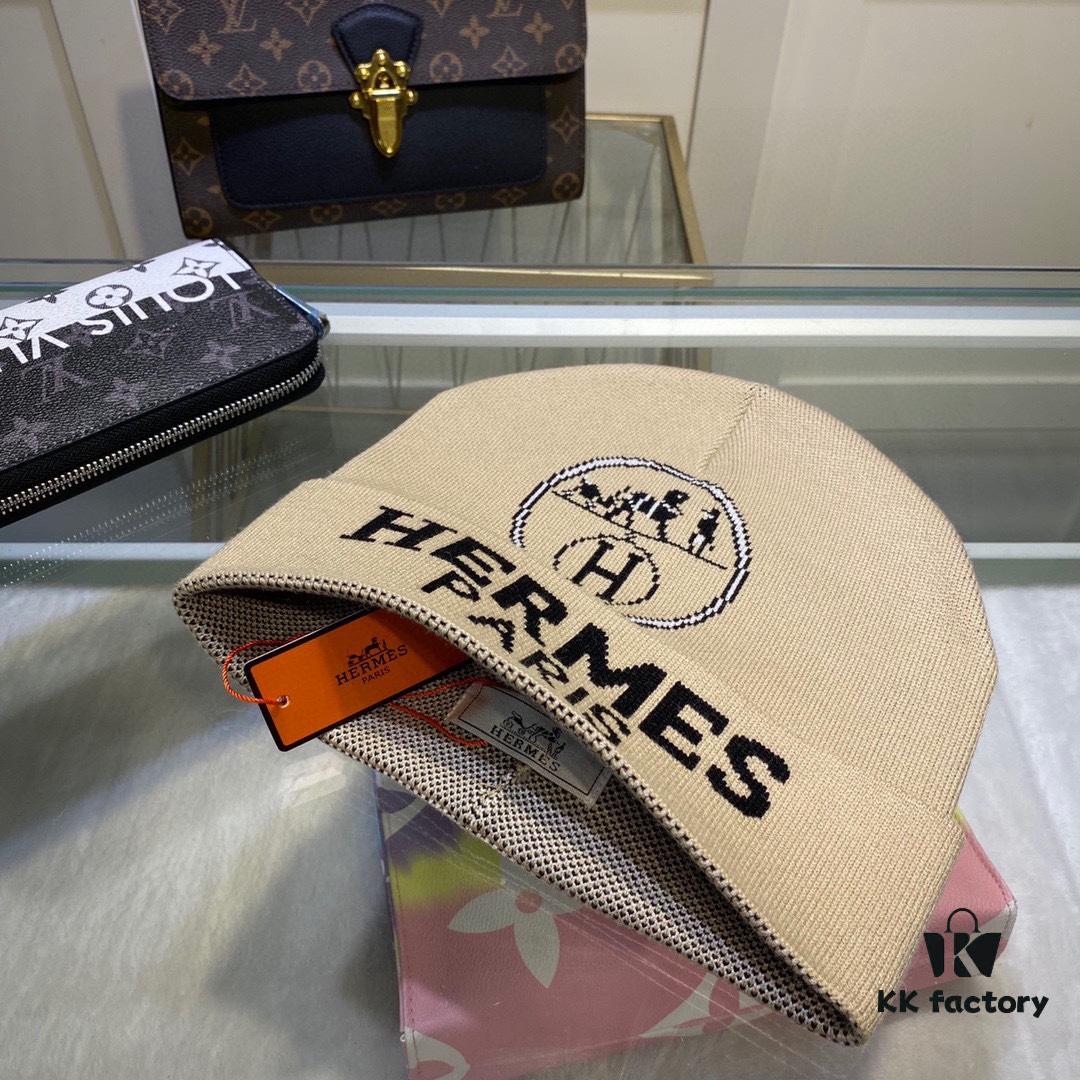 Hermes Wool Knit Hat, Latest Official Website Style with Dust Bag, Soft and Skin-Friendly, Unisex Design