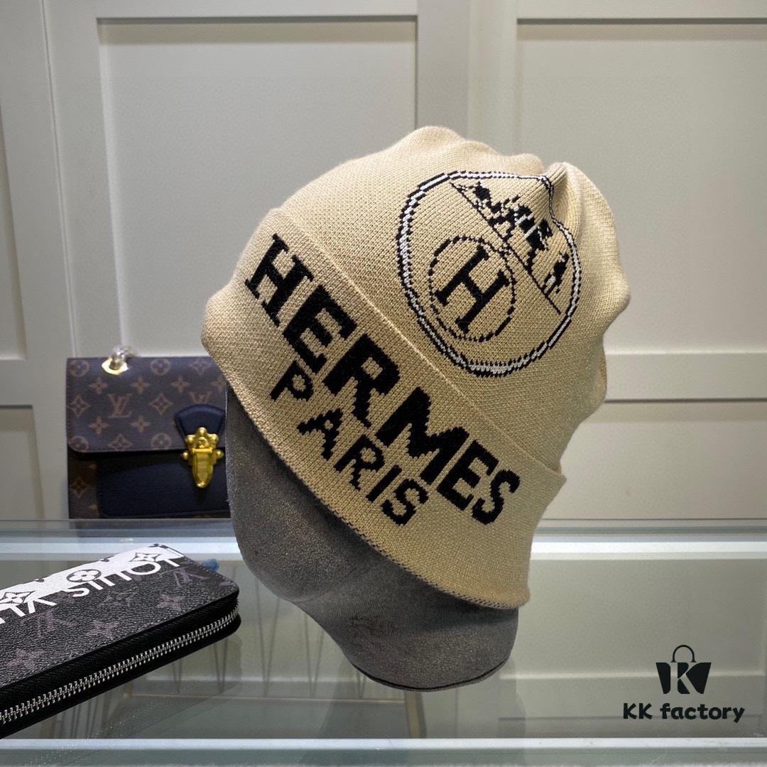 Hermes Wool Knit Hat, Latest Official Website Style with Dust Bag, Soft and Skin-Friendly, Unisex Design
