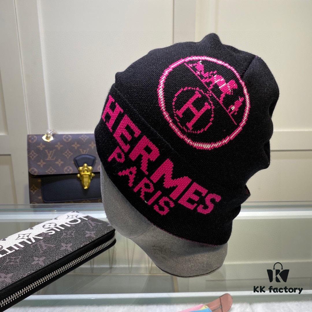 Hermes Wool Knit Hat, Latest Official Website Style with Dust Bag, Soft and Skin-Friendly, Unisex Design