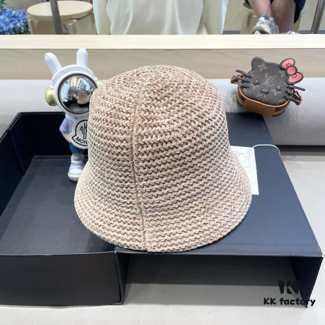 Hermès-style Women's Korean Fashionable Autumn Winter Fisherman Hat, Woven Minimalist Sun Protection Bucket Hat