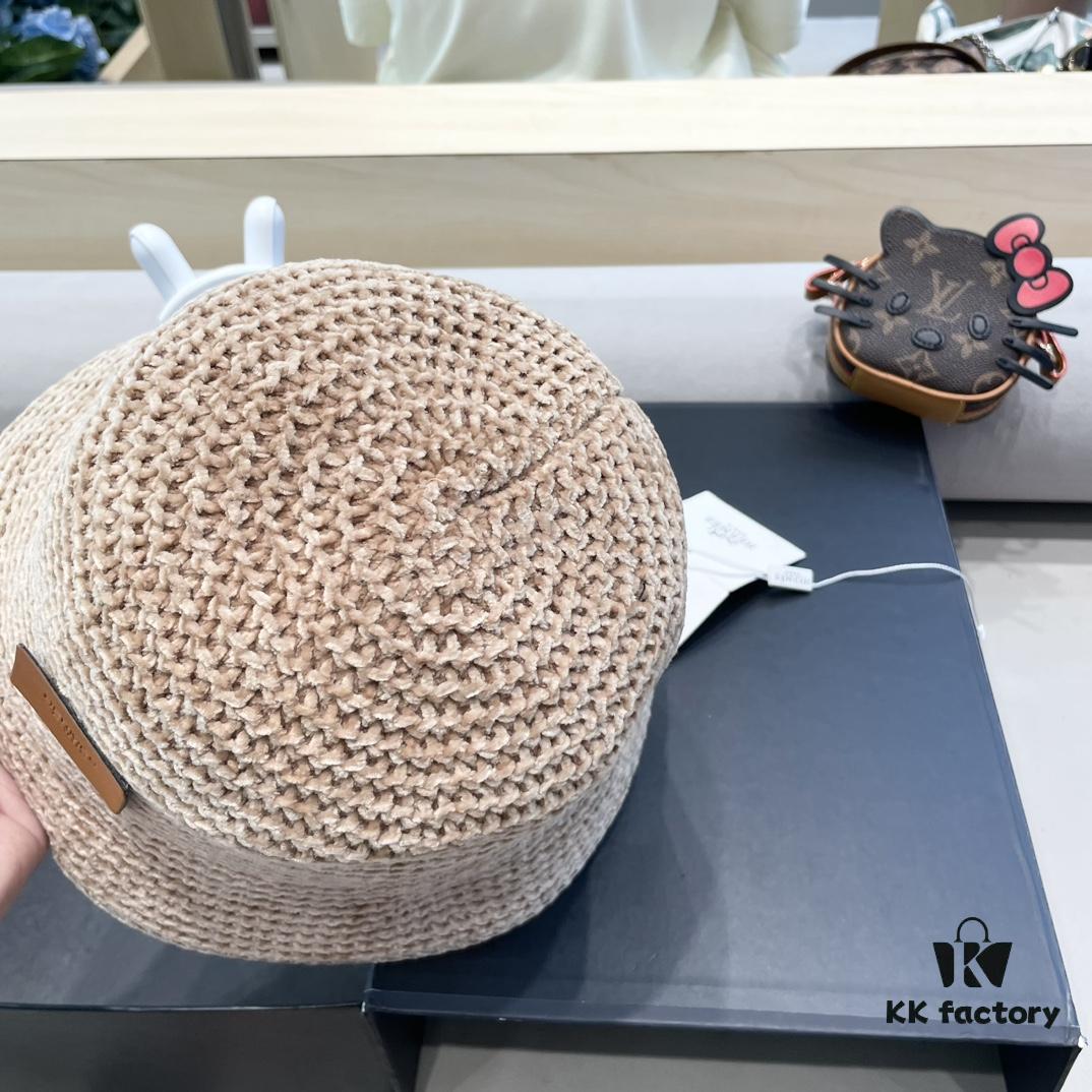Hermès-style Women's Korean Fashionable Autumn Winter Fisherman Hat, Woven Minimalist Sun Protection Bucket Hat