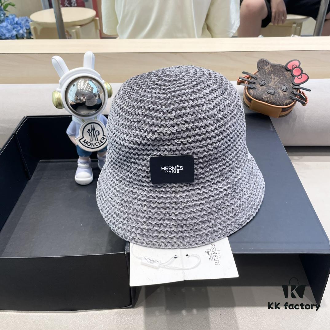 Hermes-style Women's Korean Fashion Fall and Winter Fisherman Hat, Woven Sun Hat for Face Coverage, Breathable, Popular Japanese Style Bucket Hat