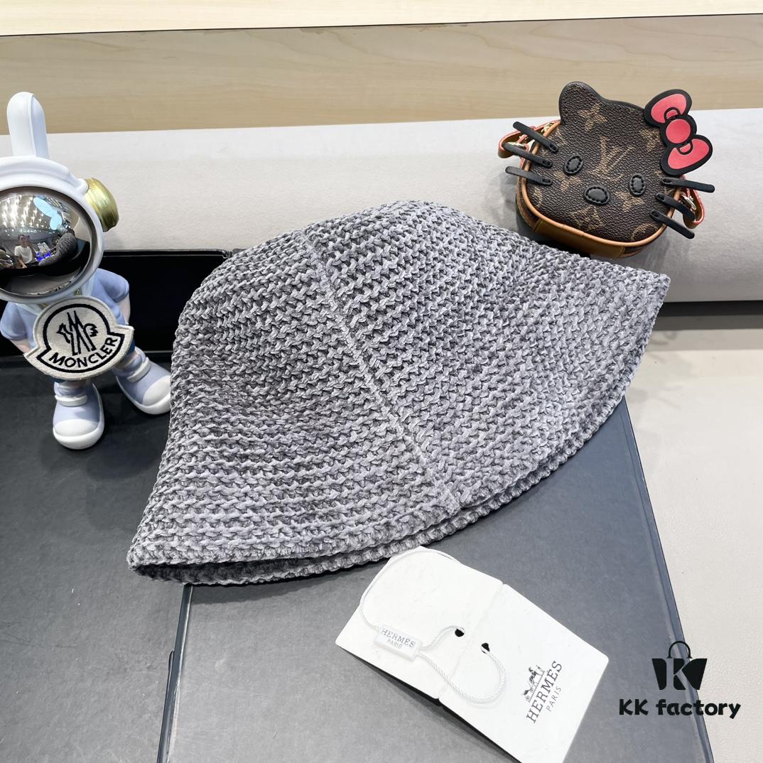 Hermes-style Women's Korean Fashion Fall and Winter Fisherman Hat, Woven Sun Hat for Face Coverage, Breathable, Popular Japanese Style Bucket Hat