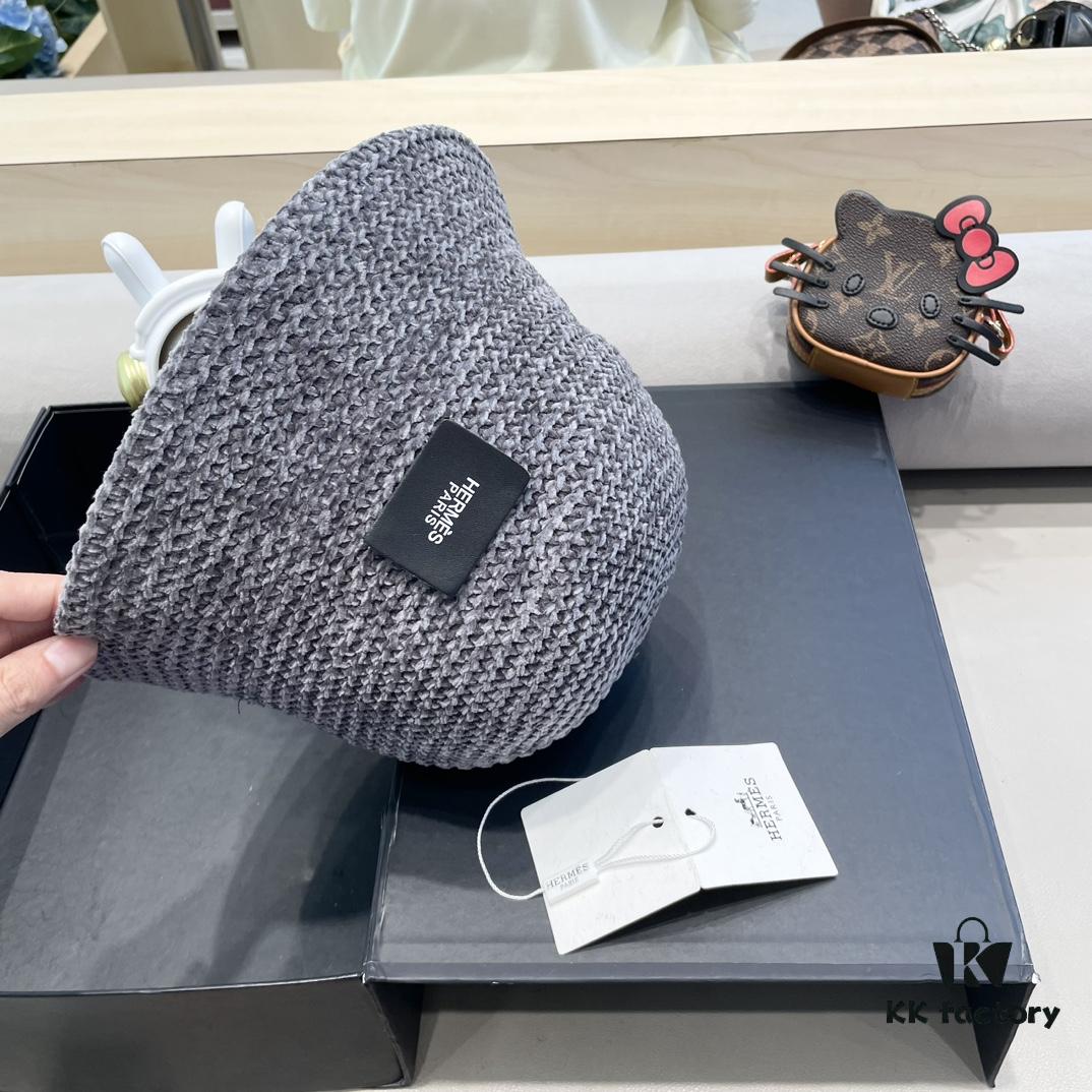 Hermes-style Women's Korean Fashion Fall and Winter Fisherman Hat, Woven Sun Hat for Face Coverage, Breathable, Popular Japanese Style Bucket Hat