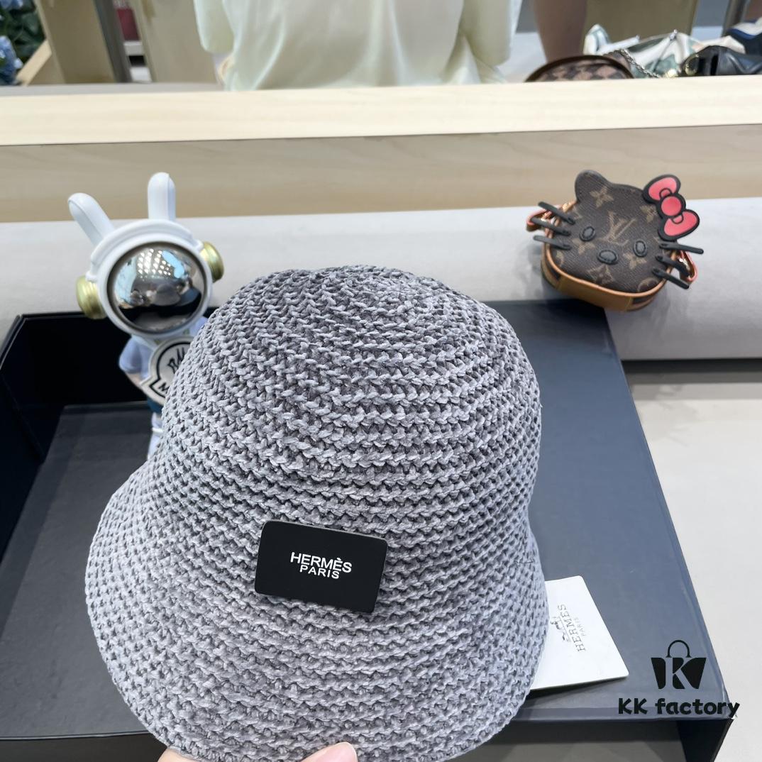 Hermes-style Women's Korean Fashion Fall and Winter Fisherman Hat, Woven Sun Hat for Face Coverage, Breathable, Popular Japanese Style Bucket Hat