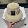 Hermes 2024 New Straw Sun Hat, Bonnet Style 😩 Beach Fashion, Simple and Elegant, Versatile Accessory