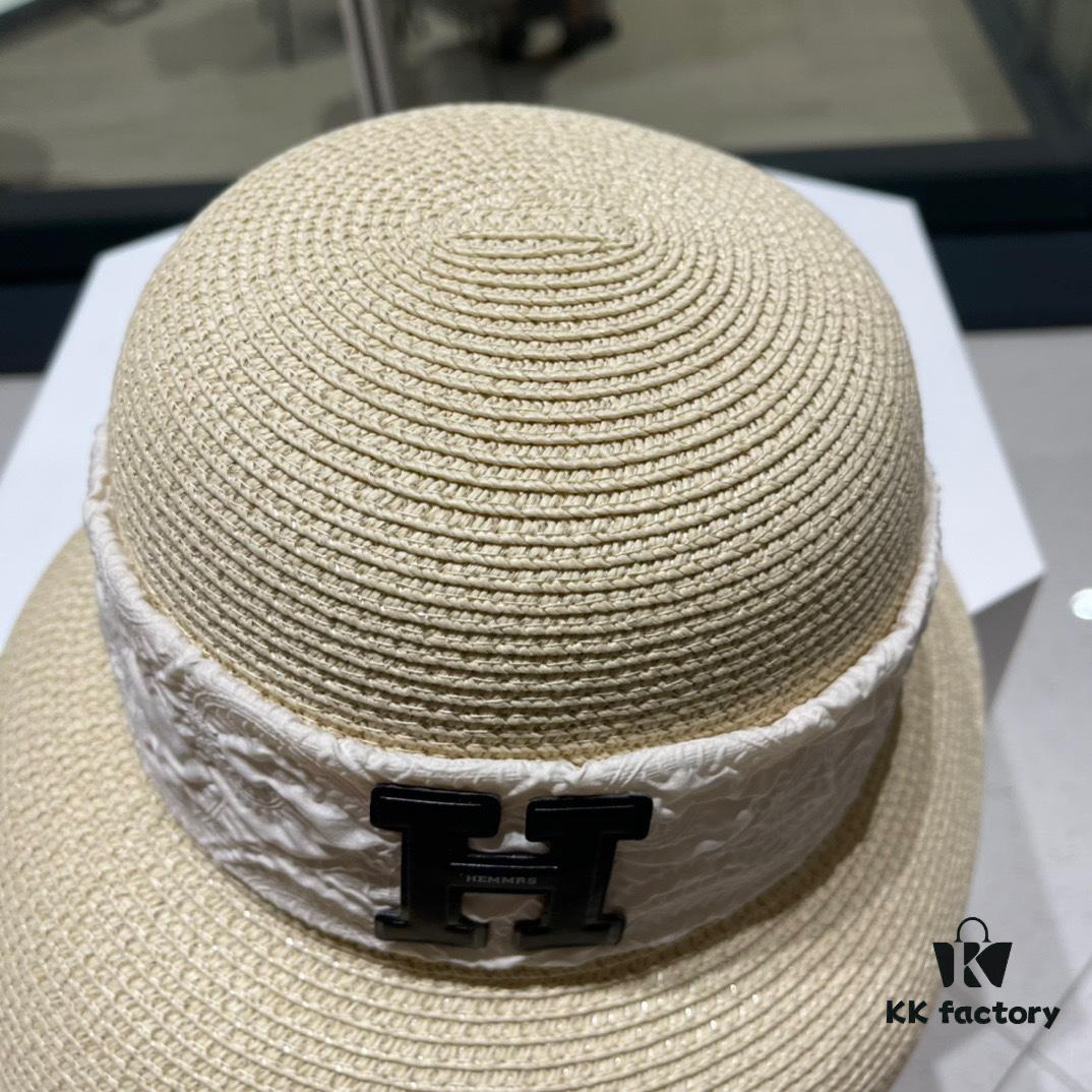 Hermes 2024 New Straw Sun Hat, Bonnet Style 😩 Beach Fashion, Simple and Elegant, Versatile Accessory