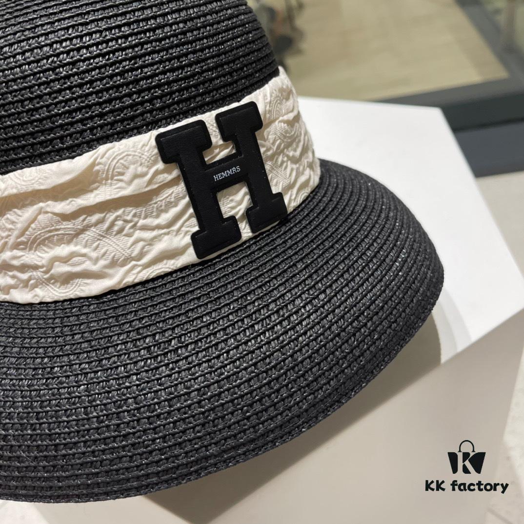 Hermès 2024 New Straw Sun Hat, Beach Bucket Hat 😍 Minimalist and Versatile Style