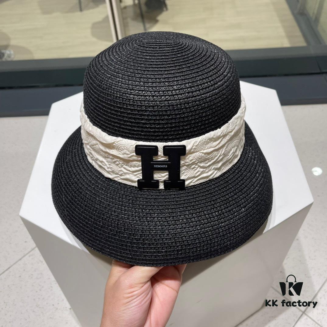 Hermès 2024 New Straw Sun Hat, Beach Bucket Hat 😍 Minimalist and Versatile Style