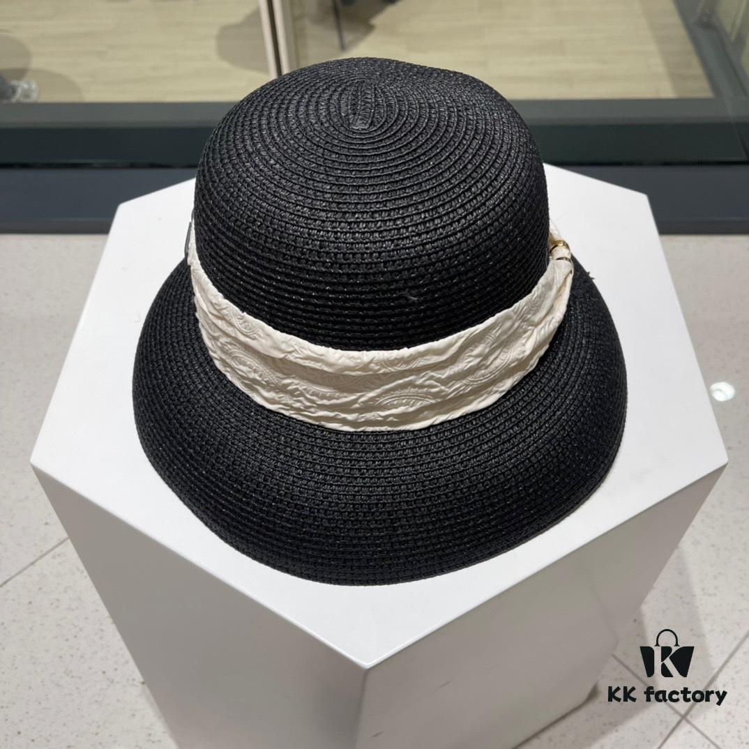 Hermès 2024 New Straw Sun Hat, Beach Bucket Hat 😍 Minimalist and Versatile Style