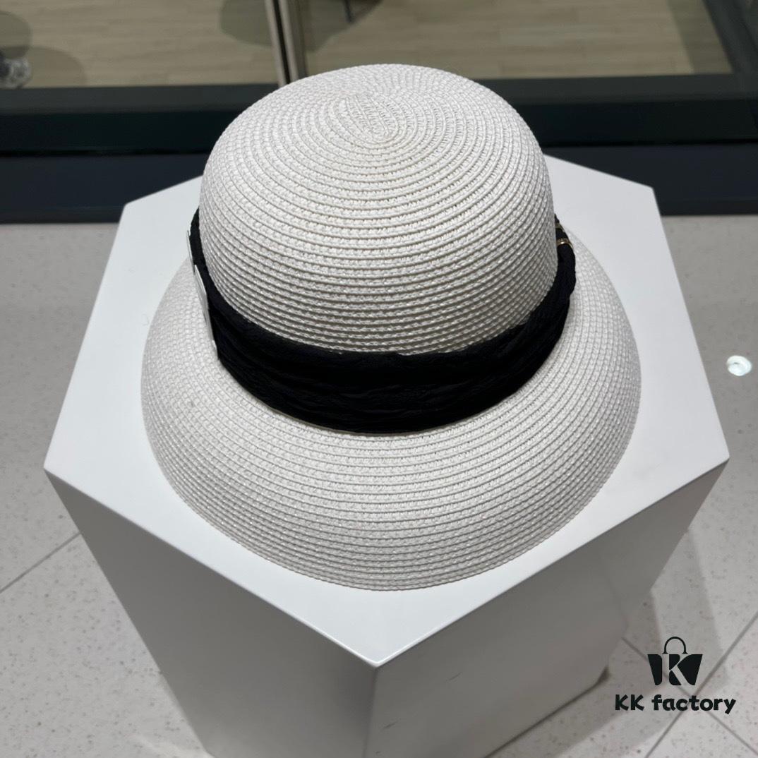 Hermes 2024 New Straw Sun Hat, Beach Bucket Hat 🤩 Simple and Elegant, Versatile Accessory