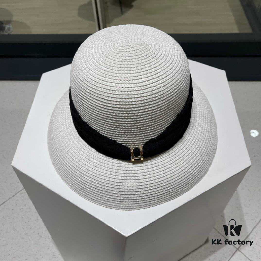 Hermes 2024 New Straw Sun Hat, Beach Bucket Hat 🤩 Simple and Elegant, Versatile Accessory