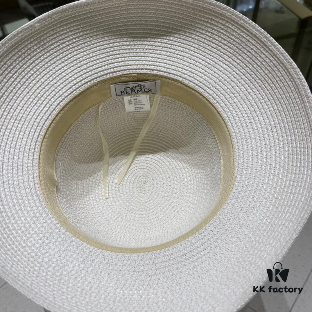 Hermes 2024 New Straw Sun Hat, Beach Bucket Hat 🤩 Simple and Elegant, Versatile Accessory