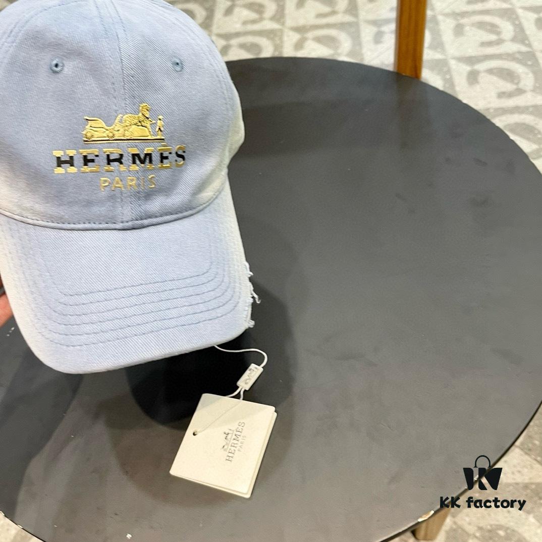 New Arrival HERMÈS Latest Authentic Baseball Cap, Color-Blocked H Design, Premium Craftsmanship with Original Breathable Canvas Fabric and Factory Stainless Steel Adjustable Buckle