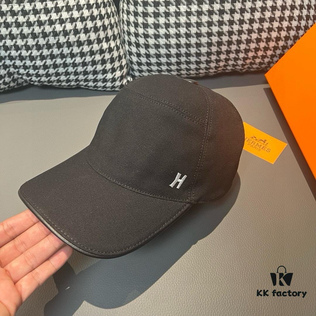 Box and cloth bag included, HERMÈS (Hermes) original order baseball cap, classic H design, authentic mold-customized breathable canvas fabric with genuine top-layer leather, factory-original steel adjustable buckle, exquisite craftsmanship, stylish and high quality