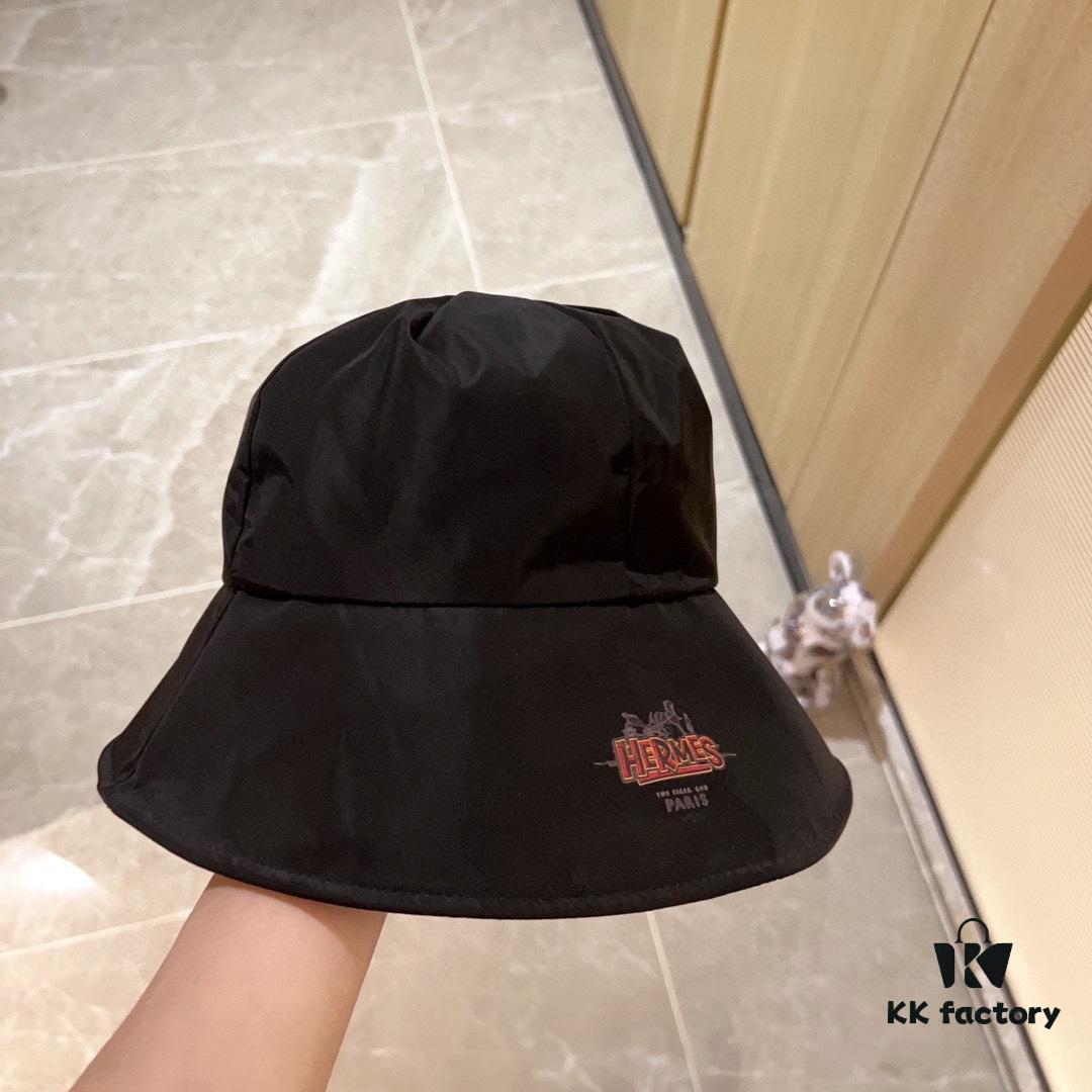 Hermès 2024 New Dome Waterproof Smooth Material Fisherman Hat with Dust Bag