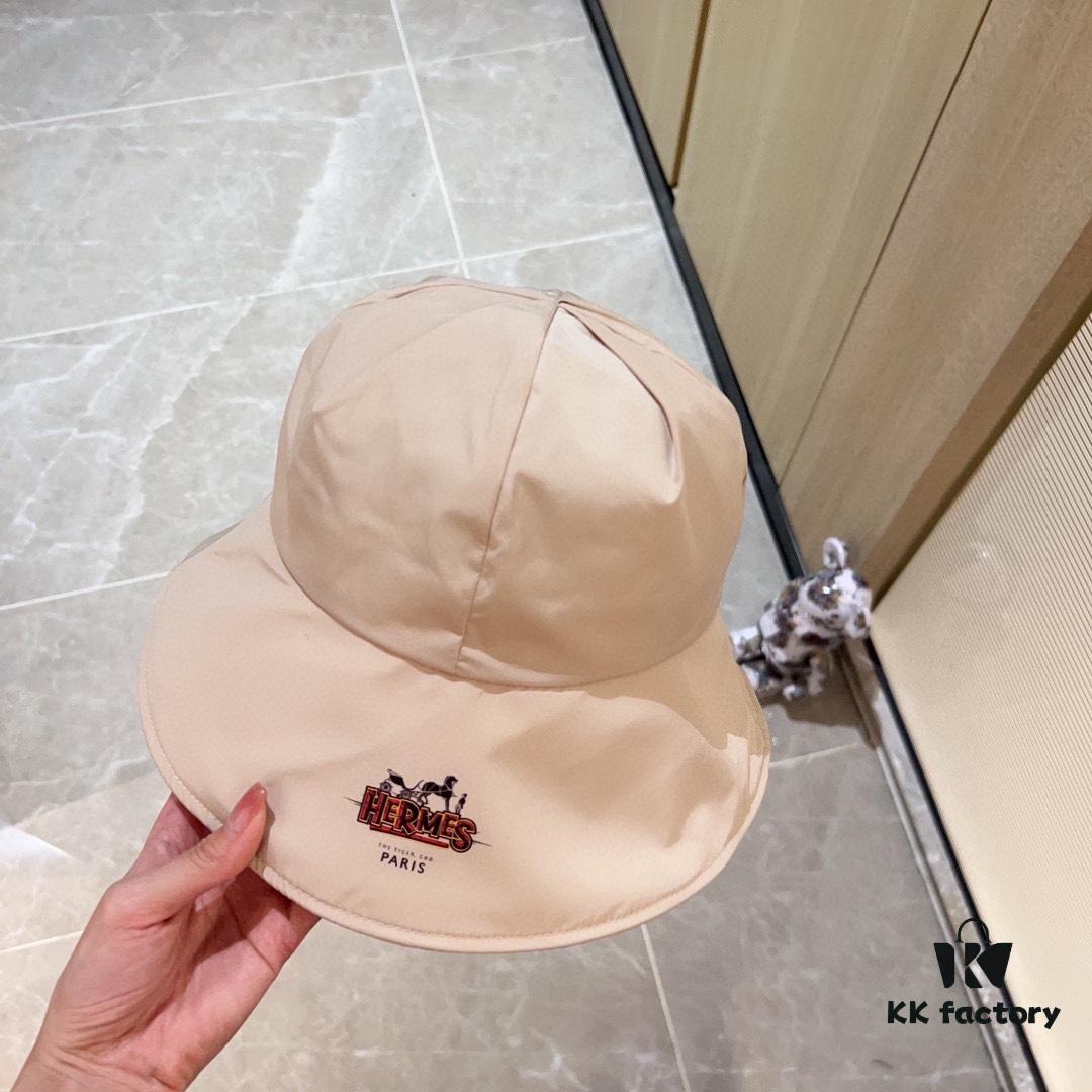 Hermès 2024 New Dome Waterproof Smooth Material Fisherman Hat with Dust Bag