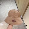 Hermès 2024 New Dome Waterproof Smooth Fabric Fisherman Hat with Dust Bag