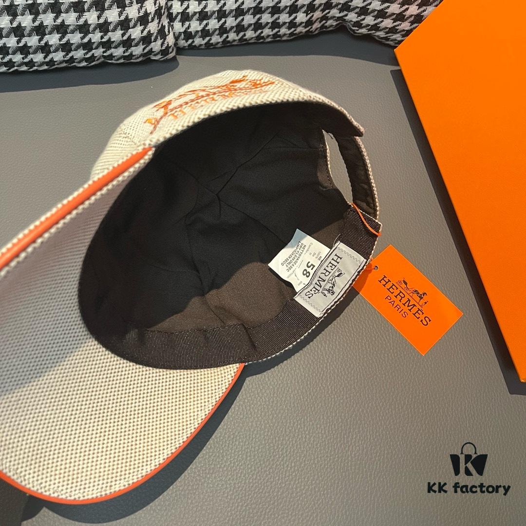 Box and cloth bag included, HERMÈS original order baseball cap, classic H design, genuine mold custom-made, authentic breathable canvas fabric with top-layer cowhide, original factory stainless steel adjustment buckle, exquisite craftsmanship, stylish and handsome with outstanding quality!