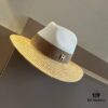 Hermès New Arrival Color-Block Straw Hat, Raffia Brim, 57cm Head Circumference