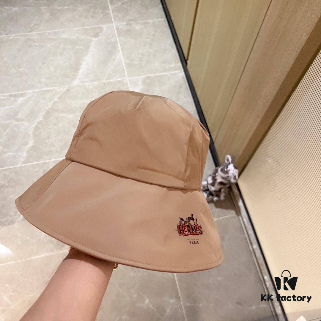 Special 💛 Dust Bag Included [Hermès] 2024 New Dome Waterproof Smooth Material Fisherman Hat, Luxury Style, Extremely Versatile, Grab It Now!