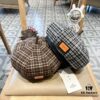 New Arrival HERMÈS Women's Fashionable Tartan Wool Beret, Korean-British Style Casual Artist Hat, Versatile Winter Beanie