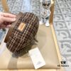 New Arrival HERMÈS Women's Fashionable Tartan Wool Beret, Korean-British Style Casual Artist Hat, Versatile Winter Beanie