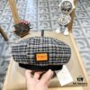 New Arrival HERMÈS Women's Fashion Plaid Wool Beret, Korean-British Style, Versatile Casual Artist Hat, Trendy Pumpkin Cap for Autumn and Winter