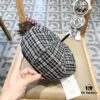 New Arrival HERMÈS Women's Fashion Plaid Wool Beret, Korean-British Style, Versatile Casual Artist Hat, Trendy Pumpkin Cap for Autumn and Winter