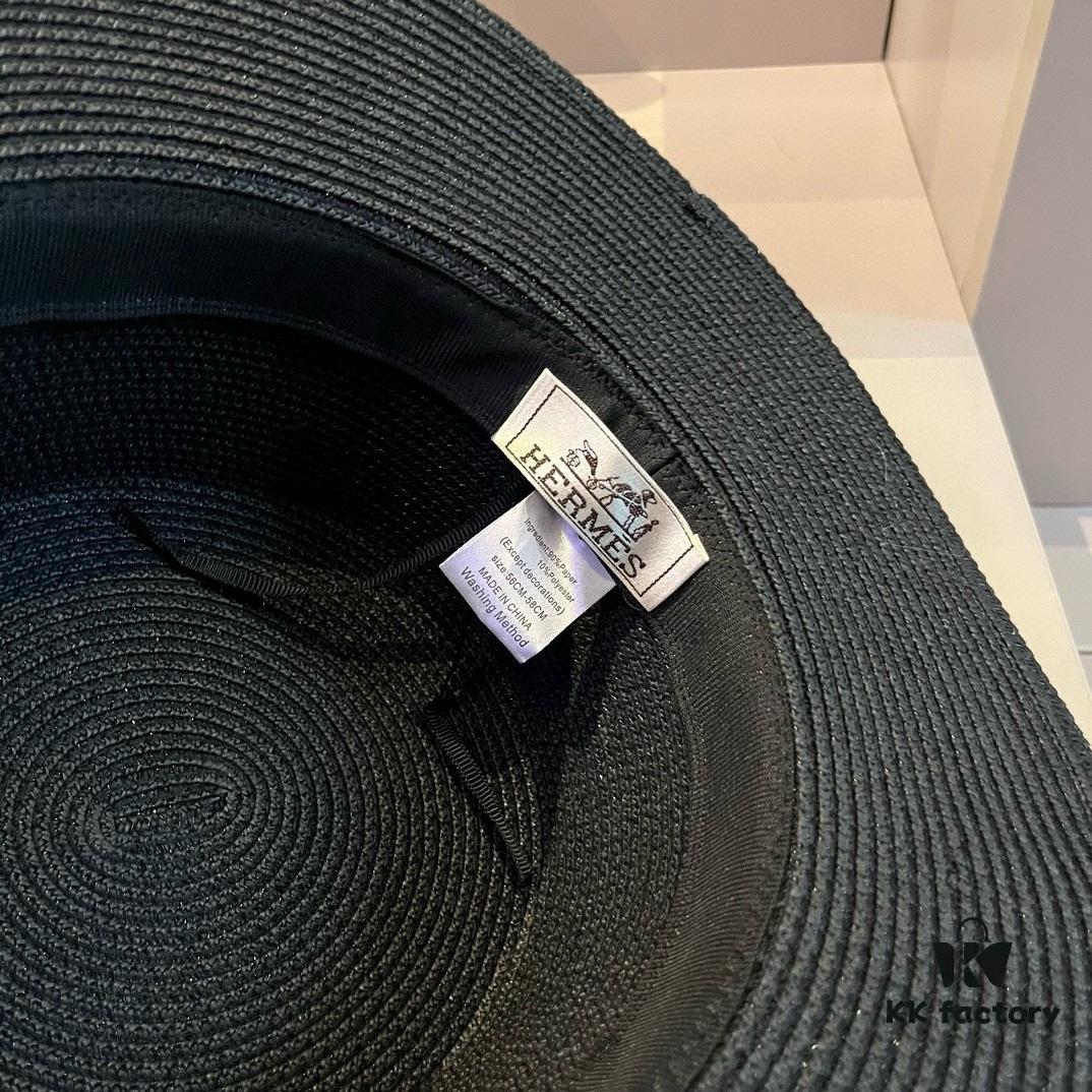 Hermès New Arrival Straw Hat, Flat-Crown Fedora, Head Circumference 57cm
