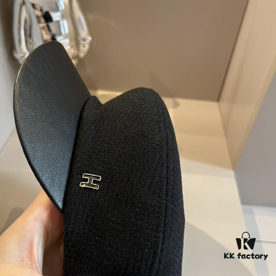 2024 Hermes HERMES Wool Peaked Military Cap, Head Circumference 57cm