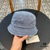 Hermes 2024 Fall/Winter 6cm Small Brim American Vintage Washed Distressed Denim Fisherman Hat, Bucket Hat