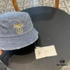 Hermes 2024 Fall/Winter 6cm Small Brim American Vintage Washed Distressed Denim Fisherman Hat, Bucket Hat