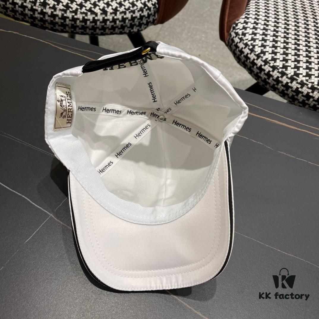 HERMÈS Original Design Baseball Cap, Classic H Logo, Premium Custom Molded Construction, Authentic Breathable Canvas Fabric, Exquisite Craftsmanship, Stylish and High Quality