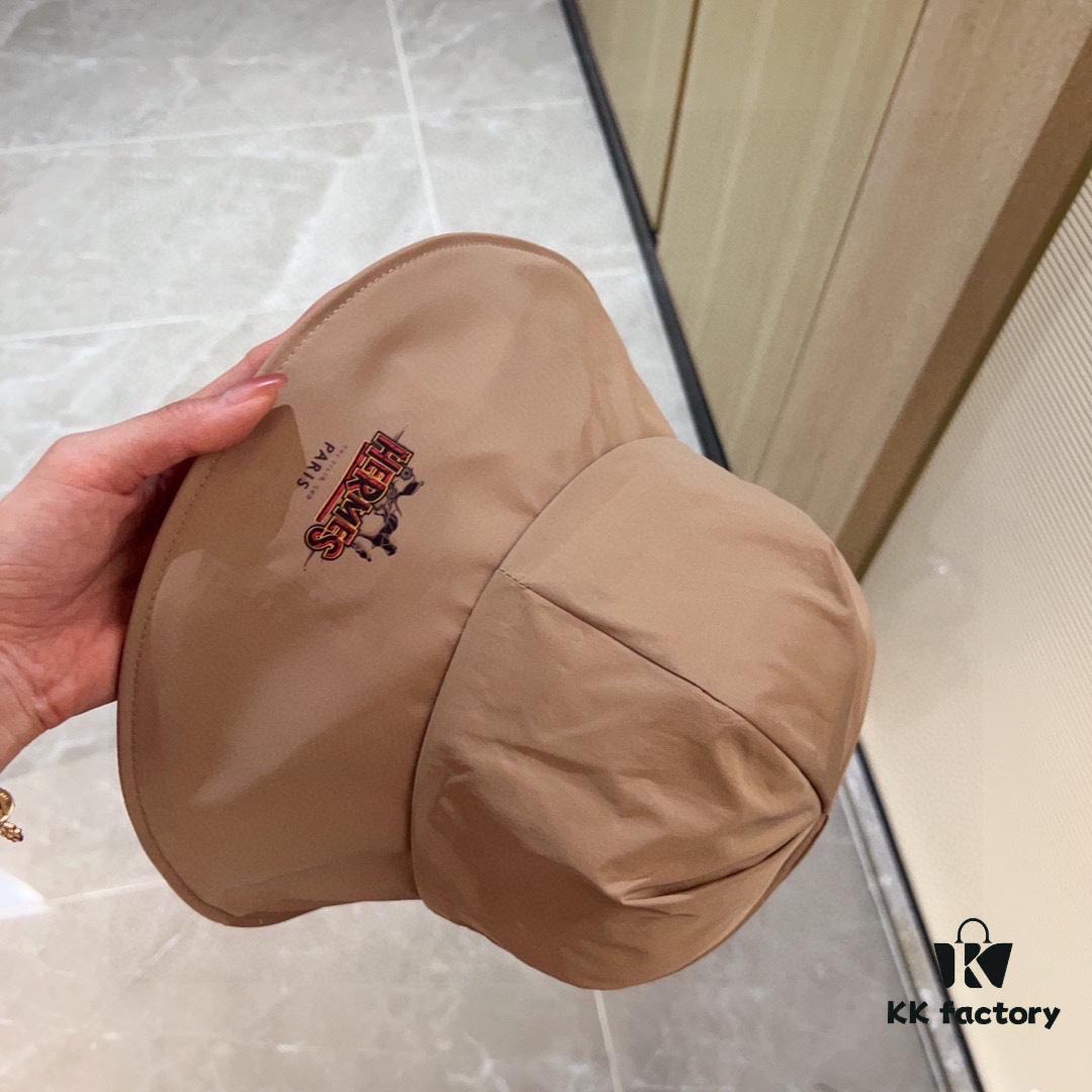 Hermès 2024 New Dome Waterproof Smooth Material Fisherman Hat with Dust Bag